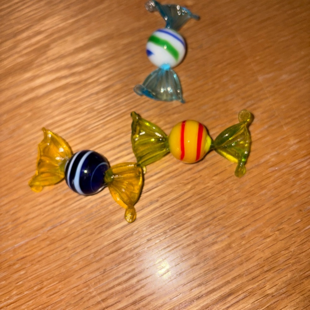 Hand blown Murano Glass Wrapped Candy  set of 3